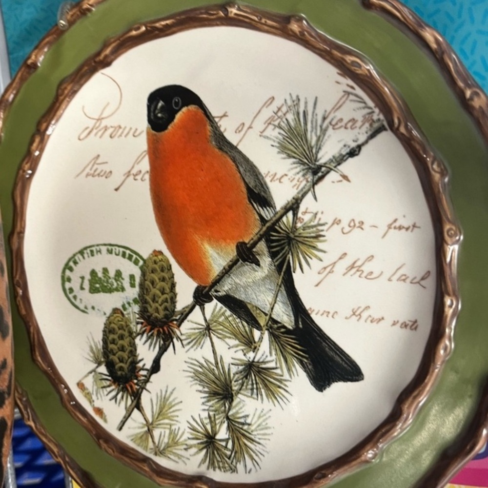 Mud Pie Nesting Nature Decorative Plate with Bullfinch